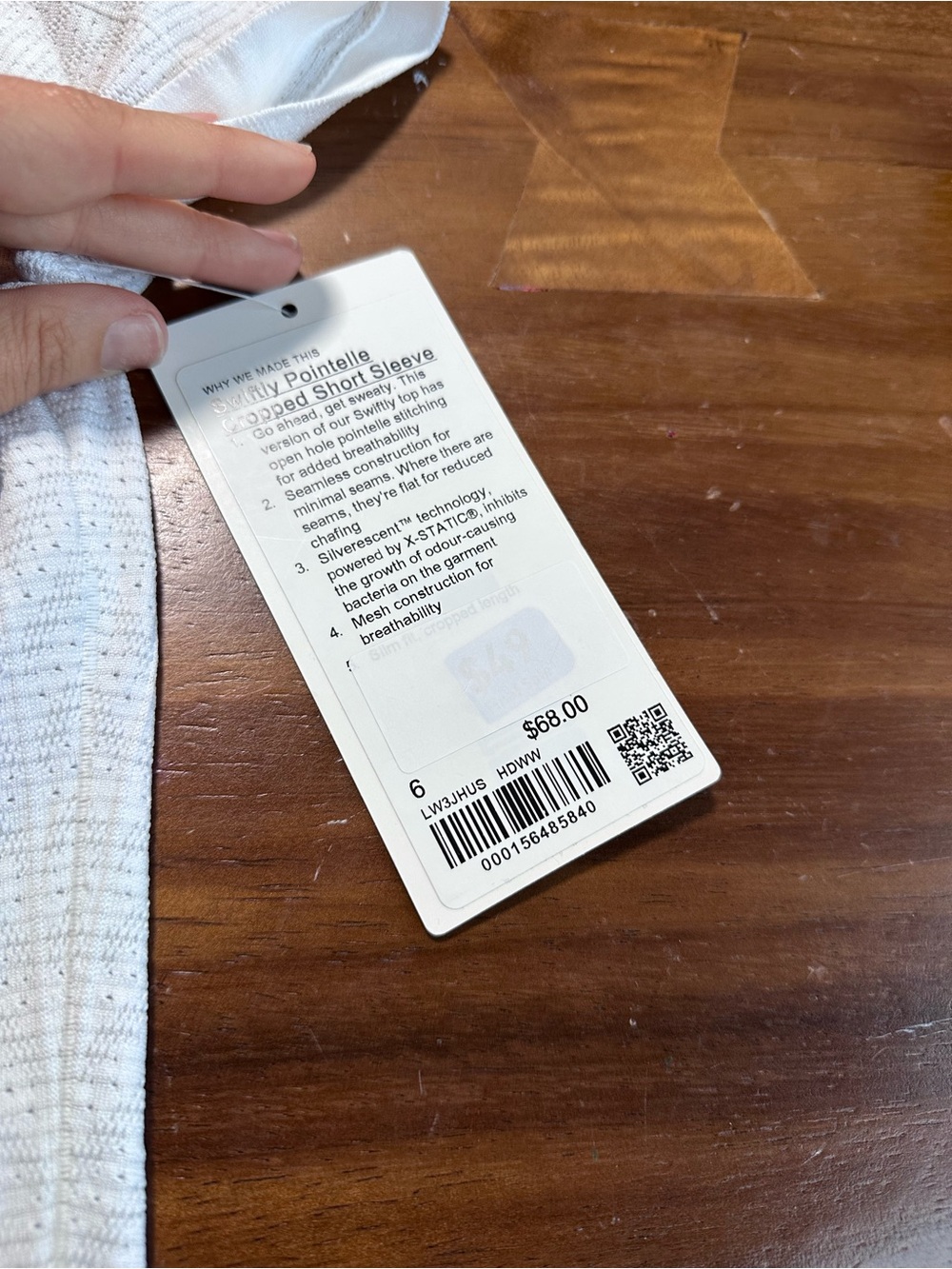 Lululemon swiftly pointelle cropped short sleeve white size 6 - Picture 3 of 6